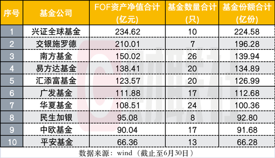 谁执FOF牛耳？上半年规模前十出炉，兴全、交银各超200亿稳居前二，全市场仅四成正收益